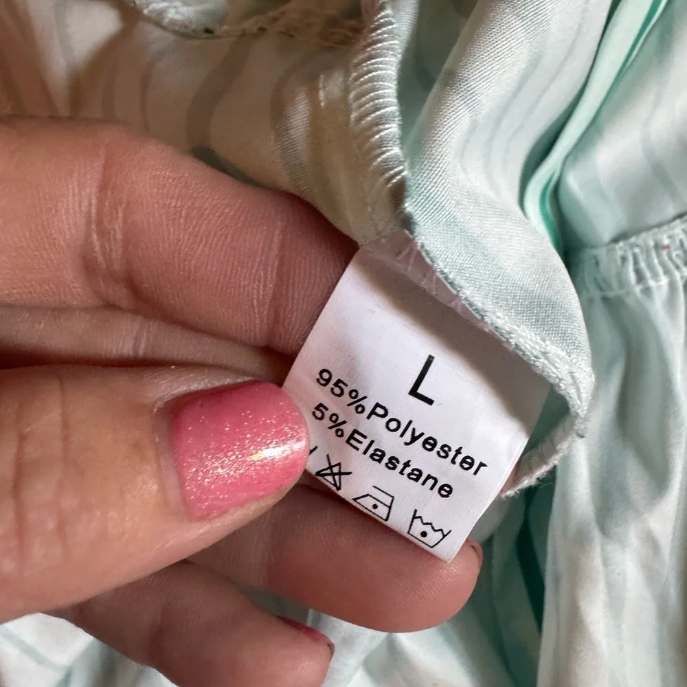 Green Striped Women's bow tie front  Top - Picture 8 of 8